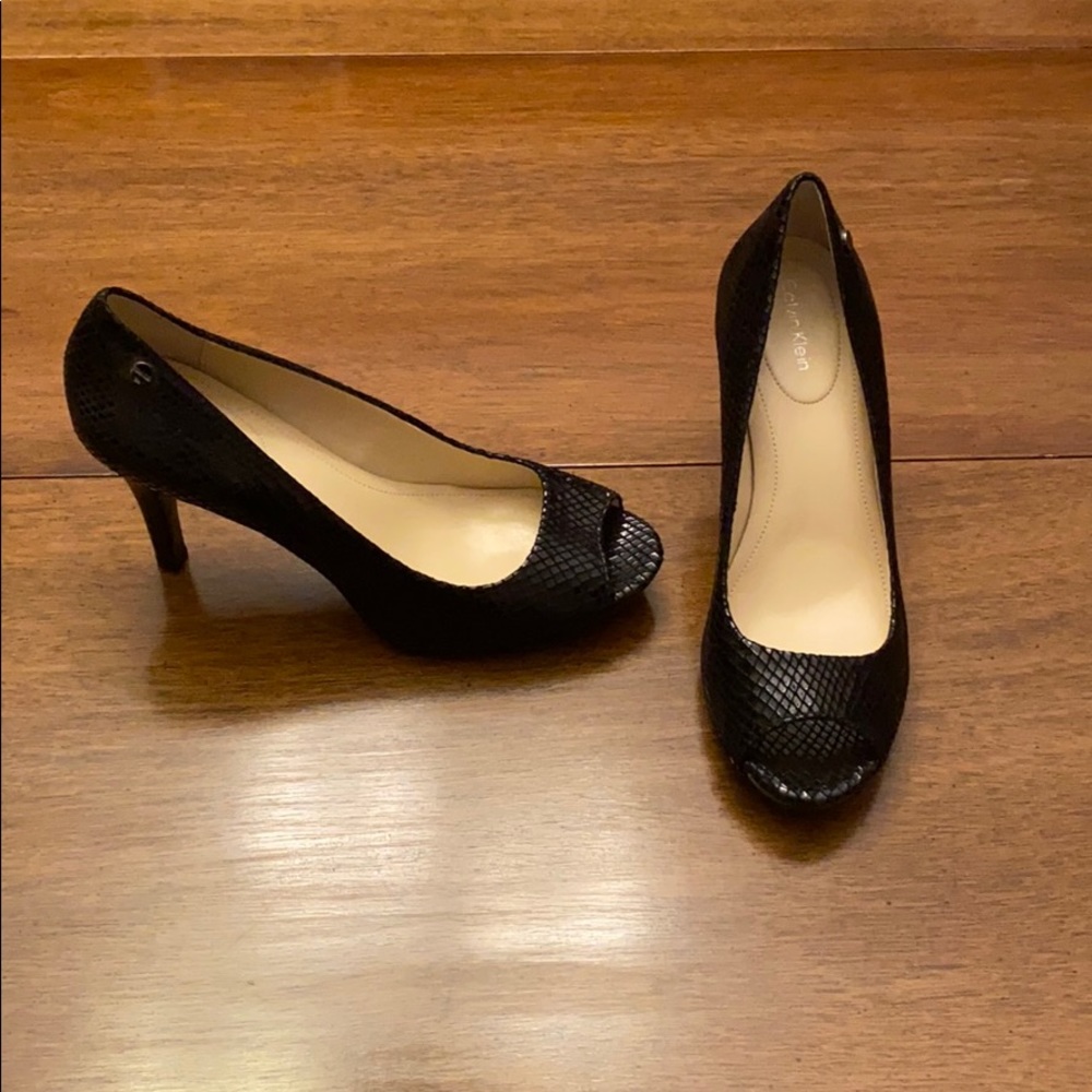 Calvin Klein Kyle Peep Toe Black Heel